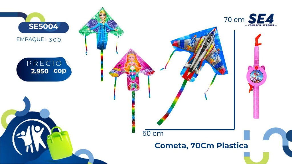 Cometa papa gallo plastica con pesca