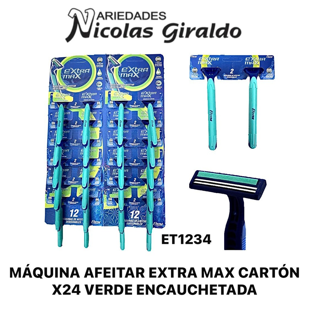 Maquina afeitar extra max carton x24 verde encauchetada