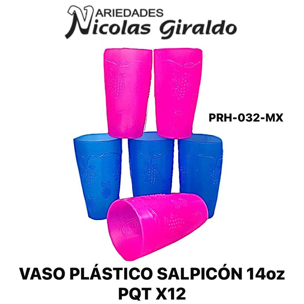Vaso plastico salpicon 14oz  PQT X12 