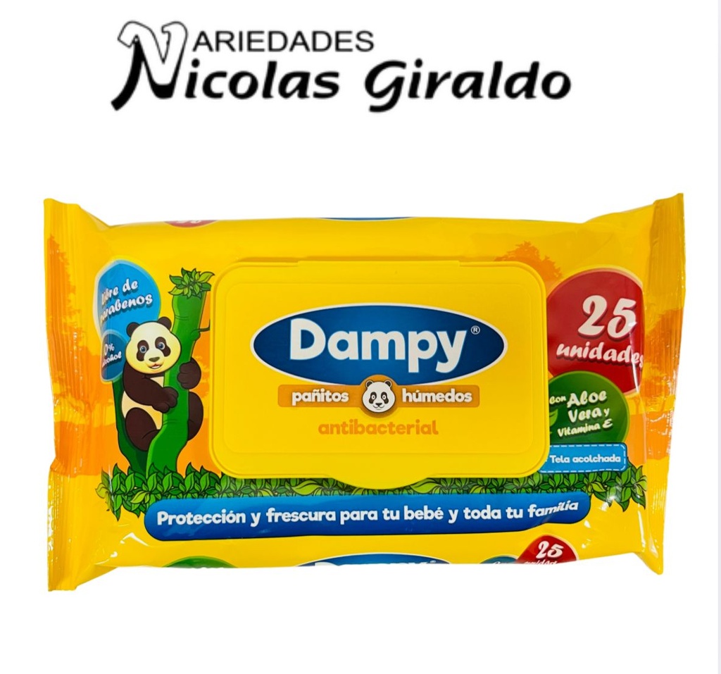 Pañitos humedo dampy x25 amarillo 