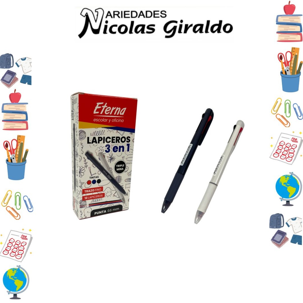 Lapicero eterna 3 minas 0.5 caja x12   