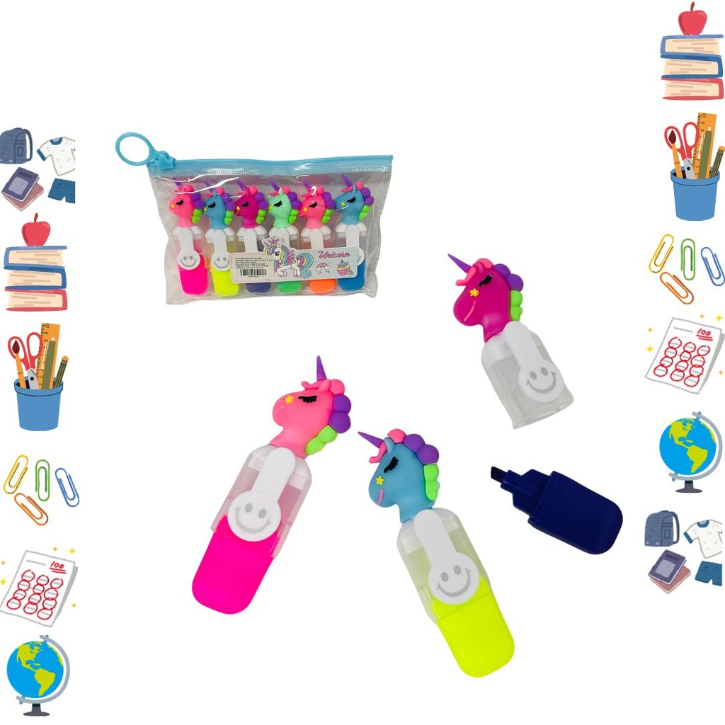 Resaltador mini figura unicornio X6 