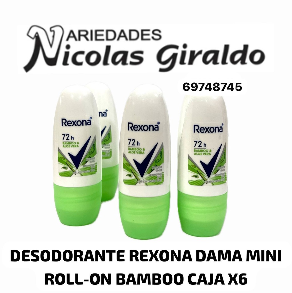 Desodorante rexona mini roll-on dama bamboo CJ X6