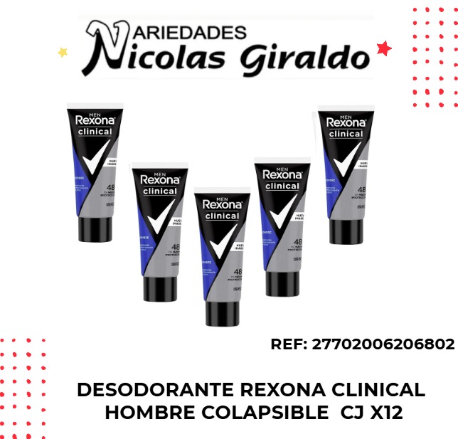 Desodorante rexona clinical hombre colapsible  CJ X12