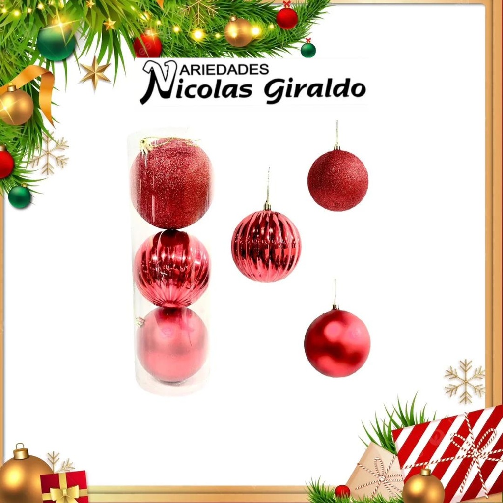 @BOLA NAVIDEÑA GRANDE #10 X3 ROJA
