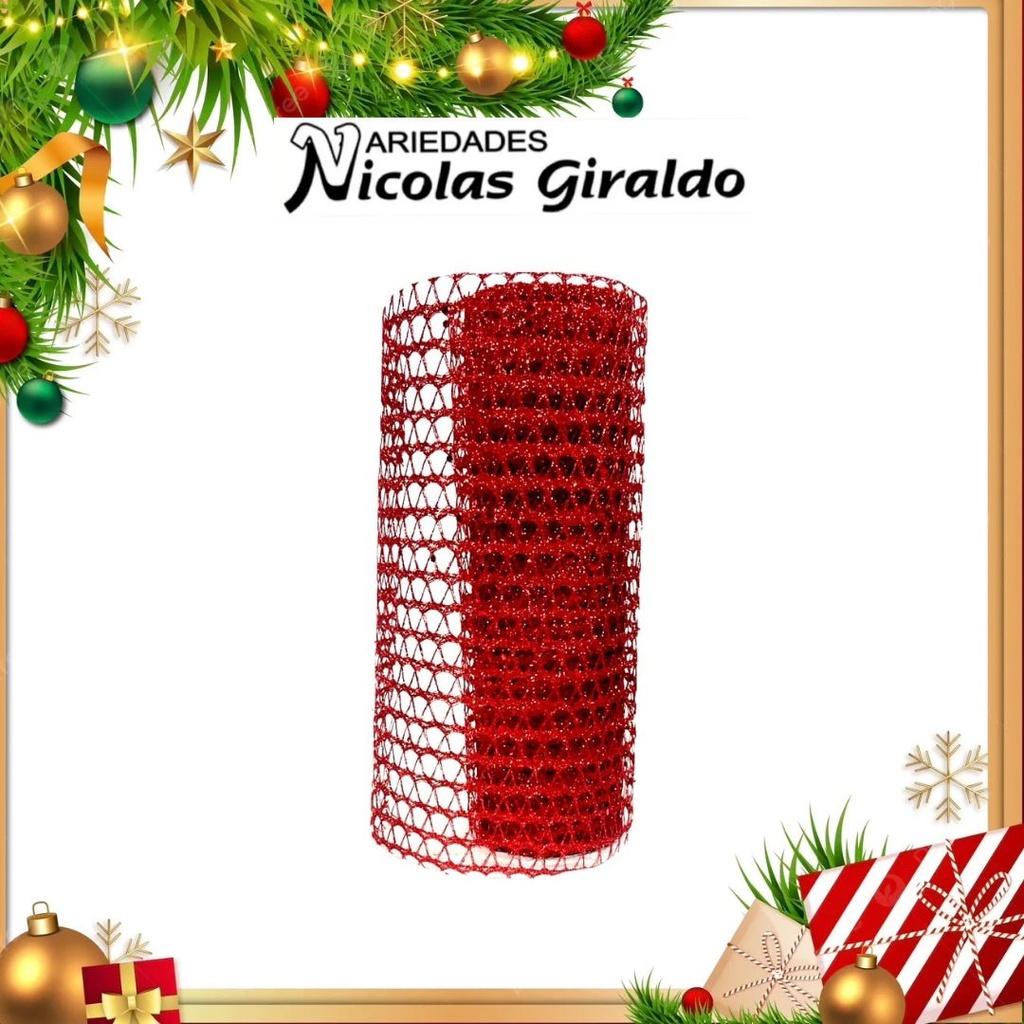 @MALLA DECORATIVA 26CM ROJA