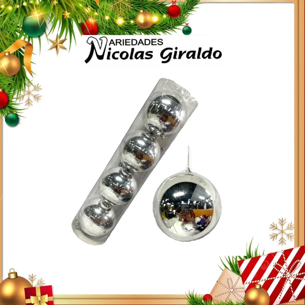 @BOLA NAVIDEÑA GRANDE #12 X4 PLATA