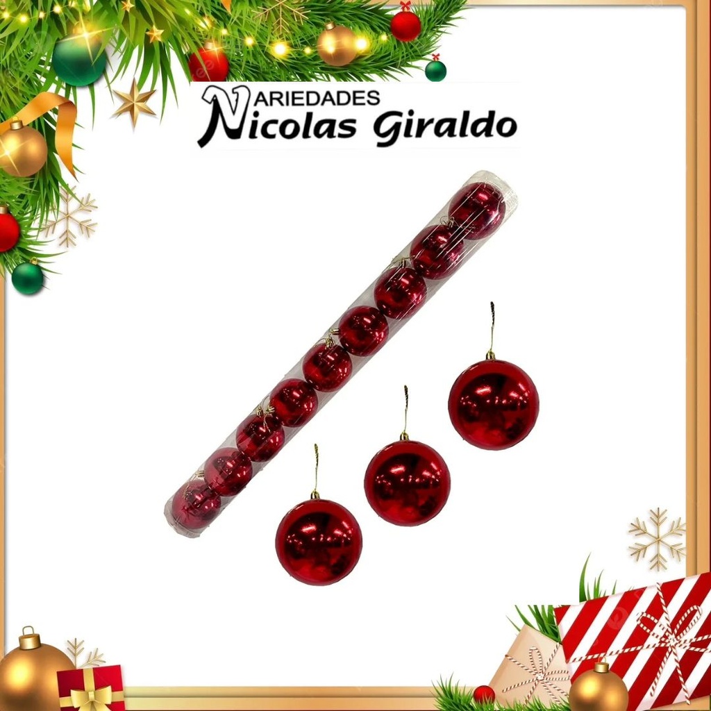 @BOLA NAVIDEÑA 8 CM X9 ROJA 