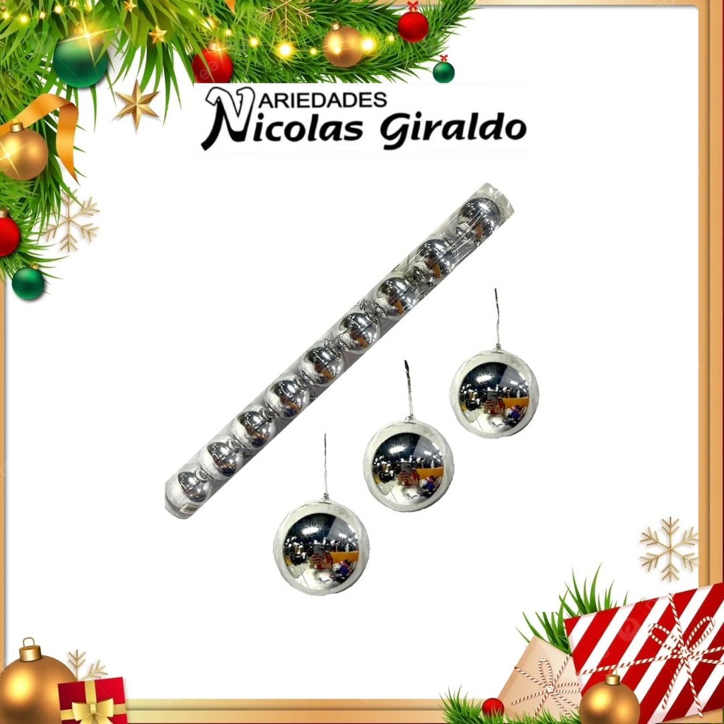 @BOLA NAVIDEÑA 8 CM X9 ORO PLATA
