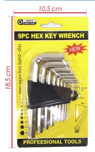 Llave hexagonal fina carton x9