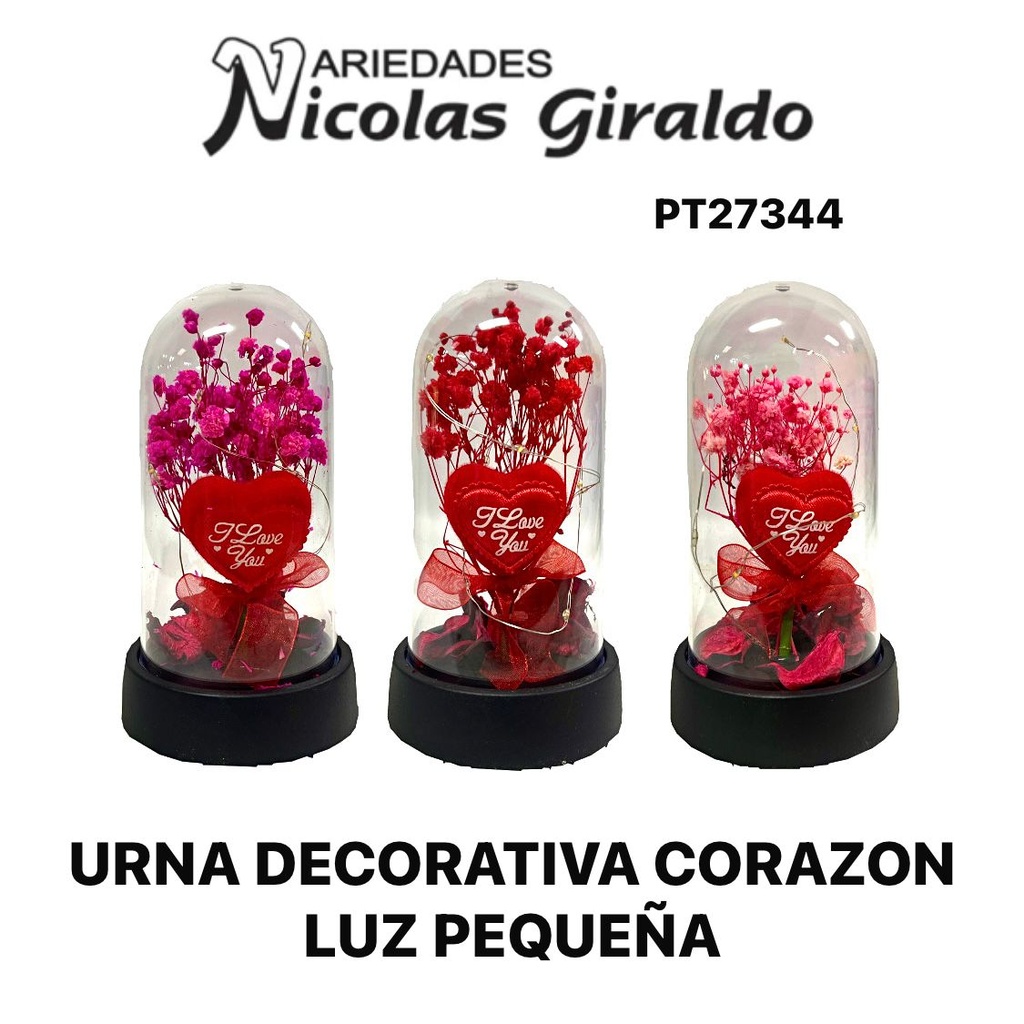 Urna decorativa corazon luz pequeña 