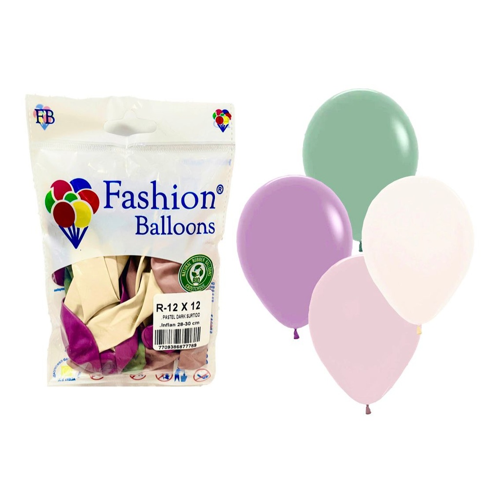Bomba ballons r12x12 pastel dark surtida