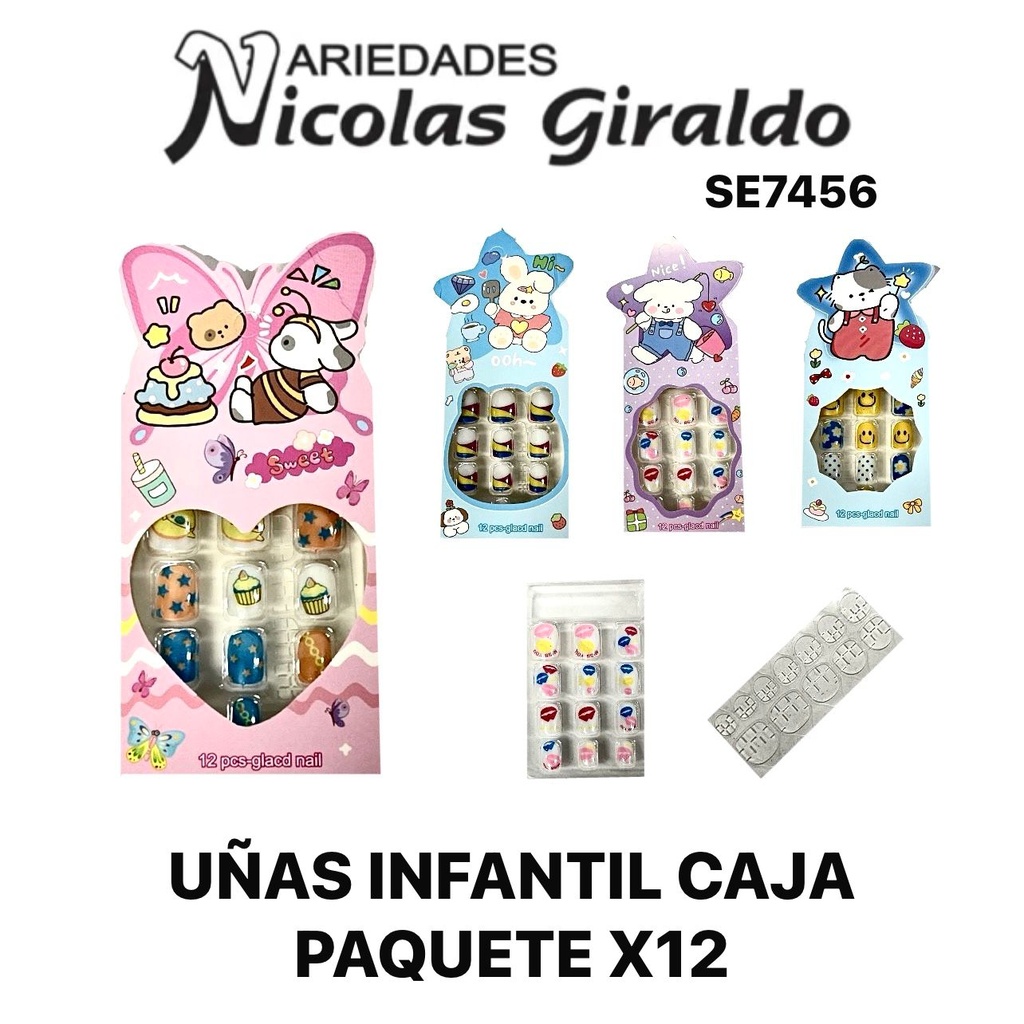 Uñas infantil caja paquete x12 
