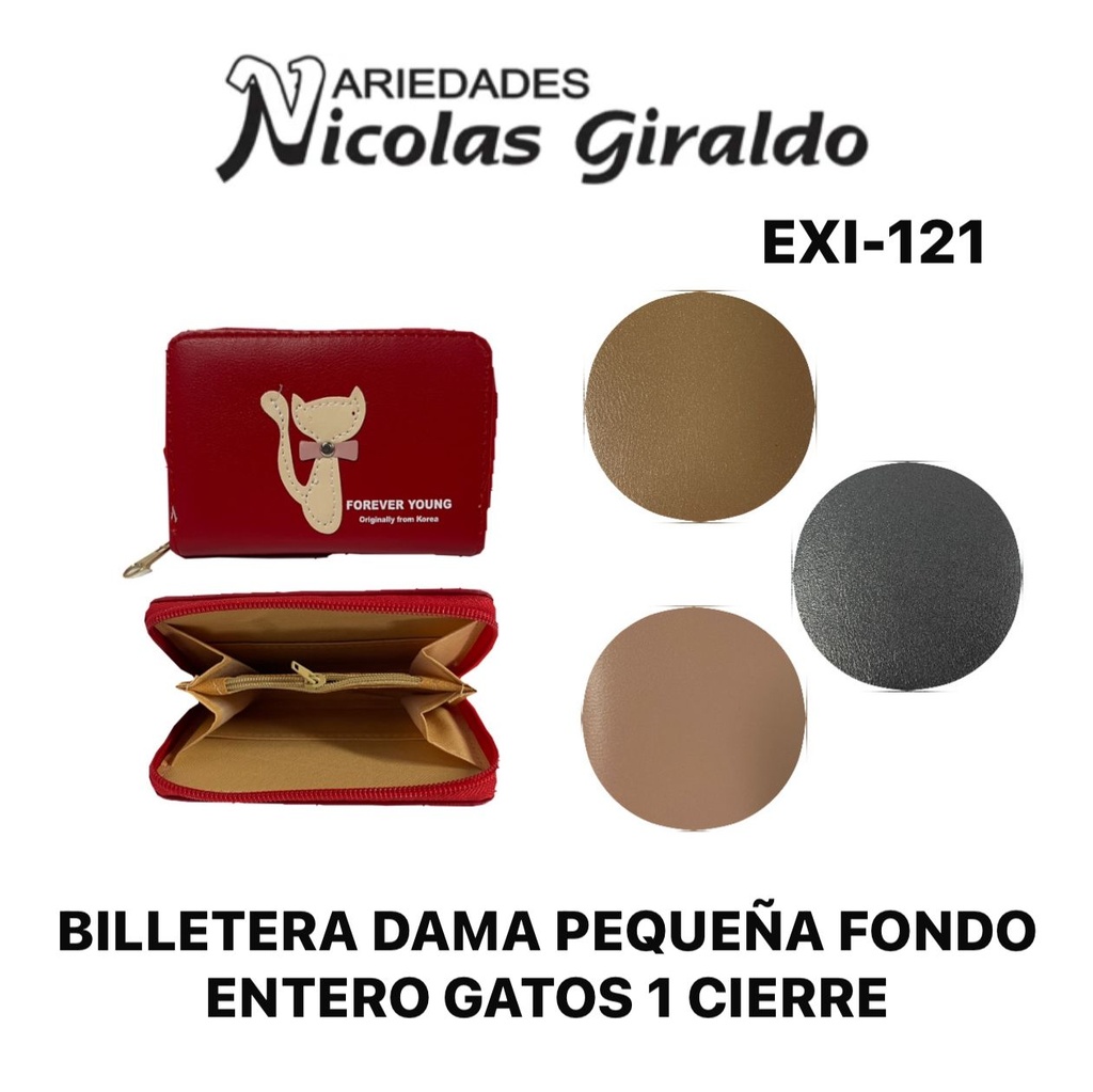 Billetera dama pequeña fondo entero gatos 1 cierre  