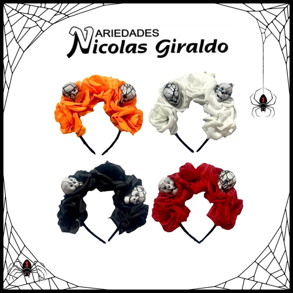 Diadema halloween catrina flores con calavera