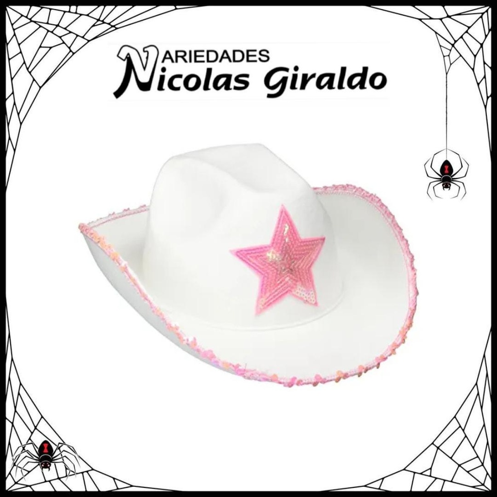 Sombrero halloween vaquera blanco con estrella 
