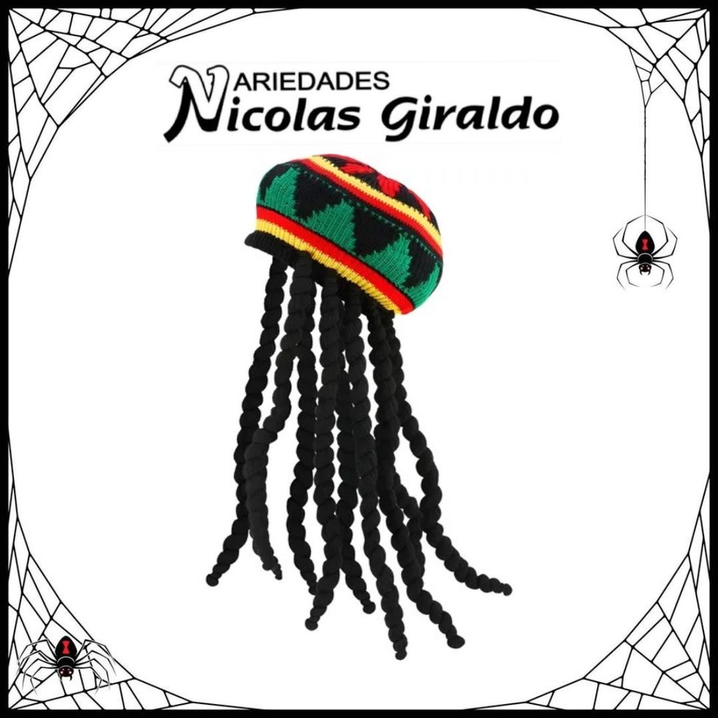 Peluca halloween rasta con gorro 