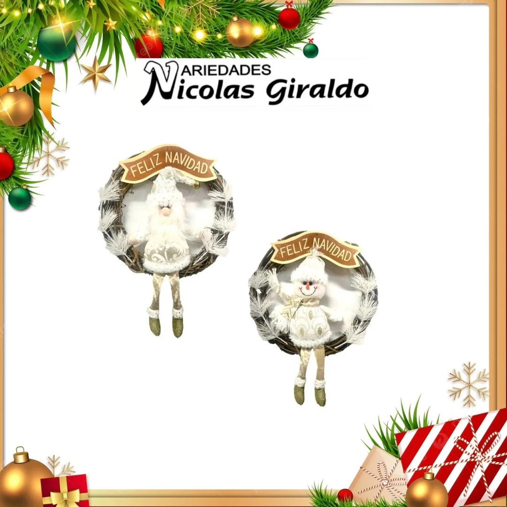 @CORONA 1 MUÑECO FELIZ NAVIDAD DORADA