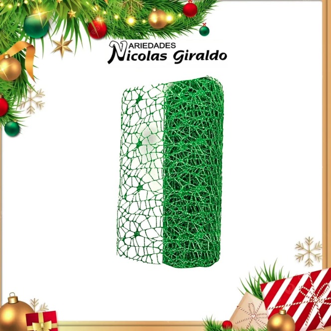 @MALLA DECORATIVA 26CM 5YDS NIDO PAJARO VERDE