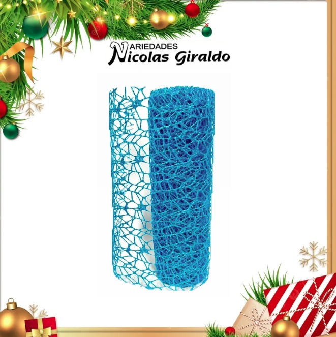 @MALLA DECORATIVA 26CM 5YDS NIDO PAJARO AZUL