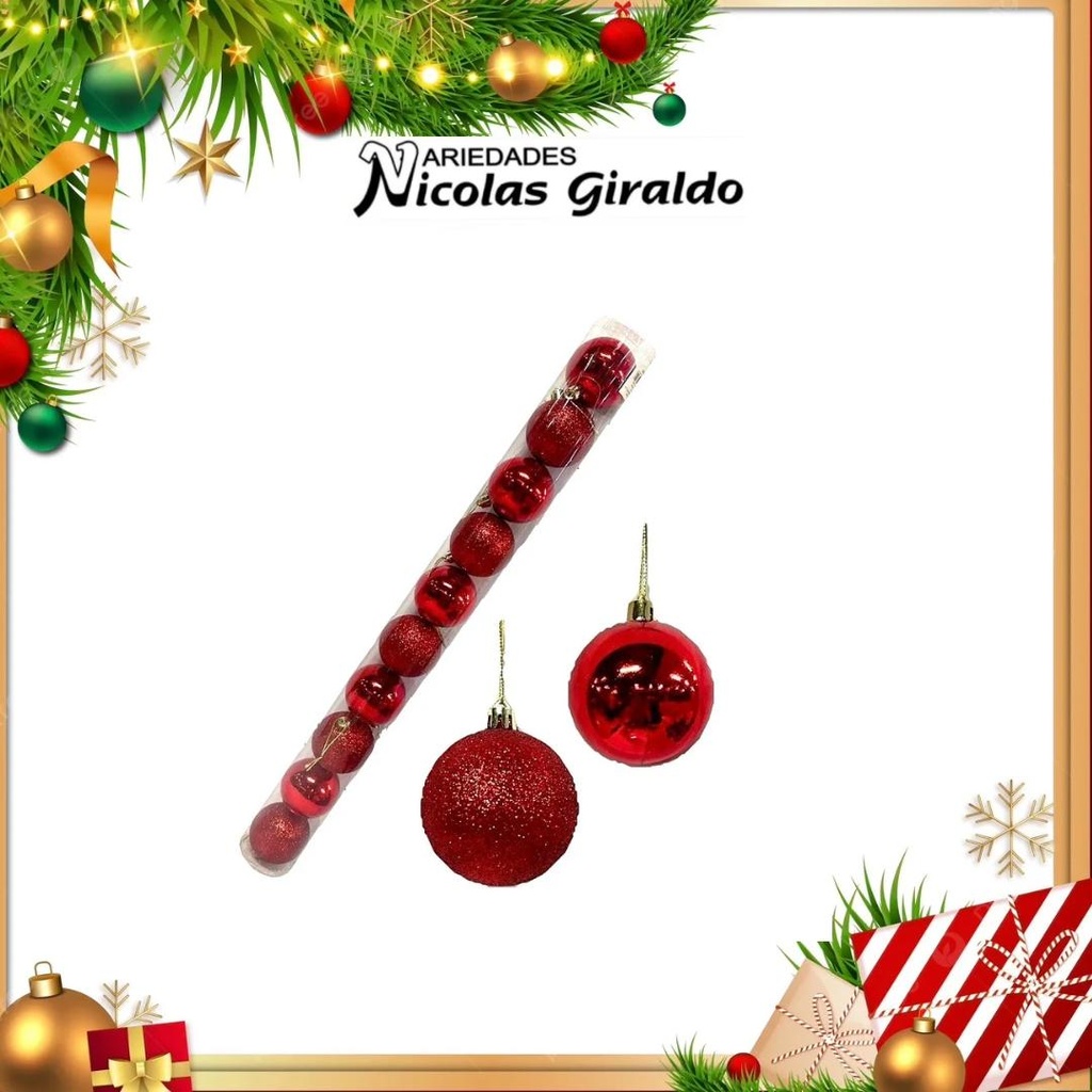 @BOLA NAVIDEÑA 6CM X10 ROJA