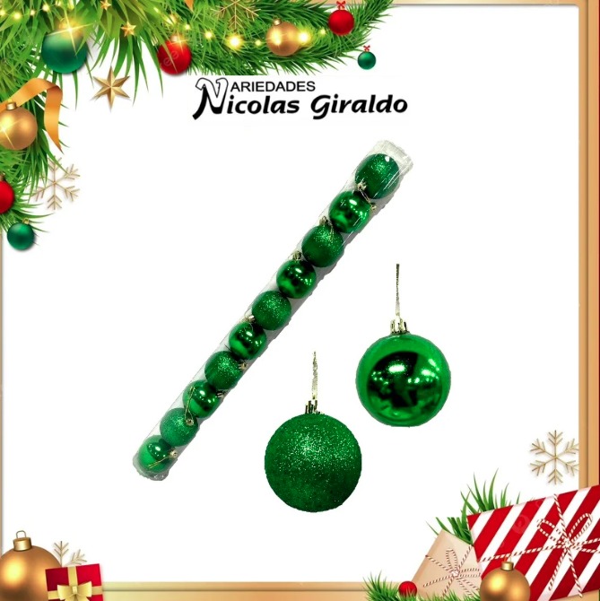 @BOLA NAVIDEÑA 6CM X10 VERDE