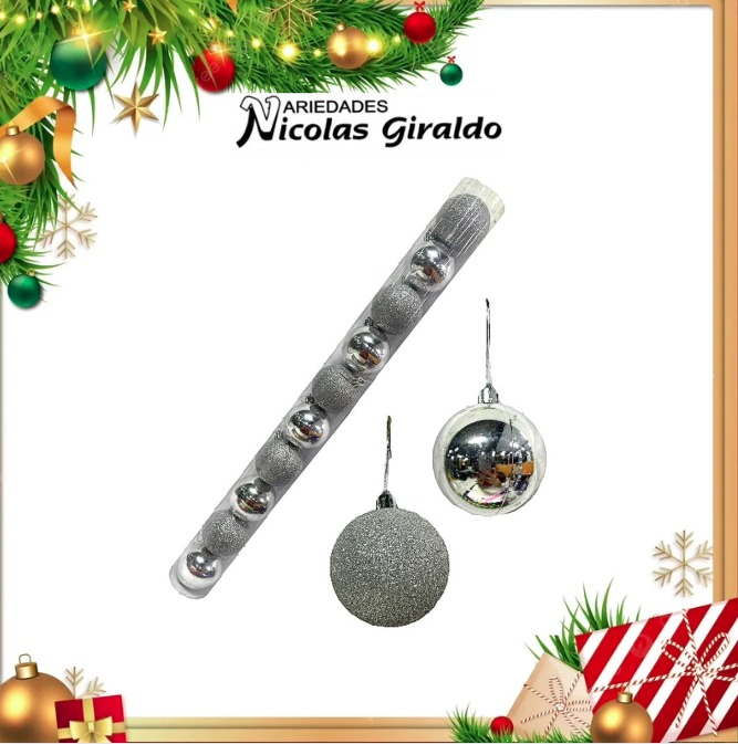 @BOLA NAVIDEÑA 6CM X10 PLATA