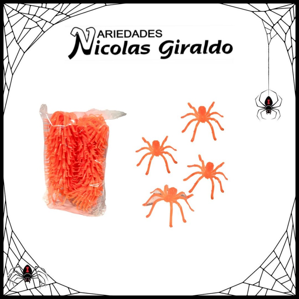  Araña halloween pequeña plastica naranja x100 