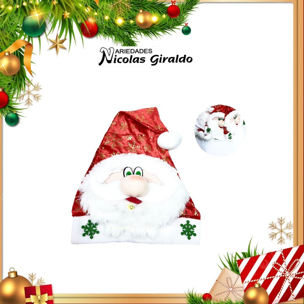 @GORRO NAVIDAD LUZ PAPA NOEL  PQT X6
