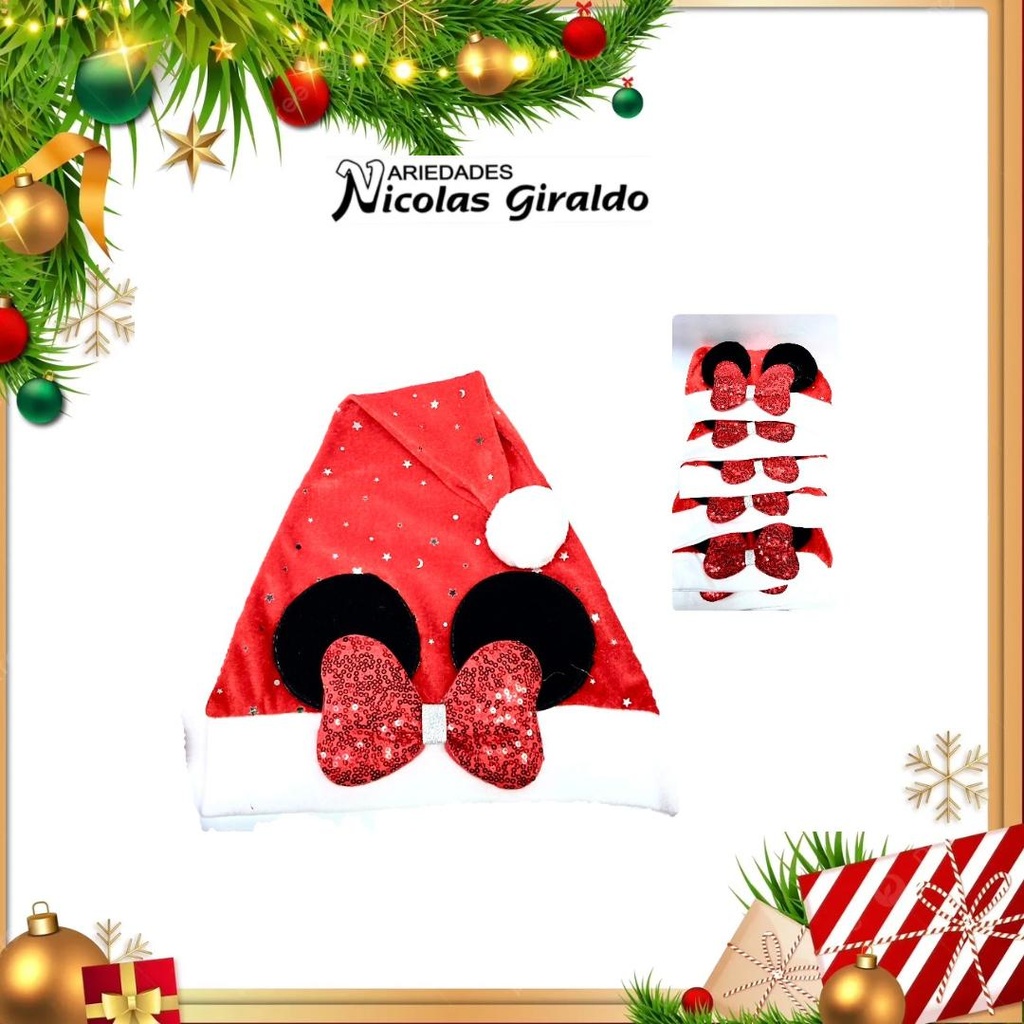 @GORRO NAVIDAD RATON SIN LUZ  PQT X12
