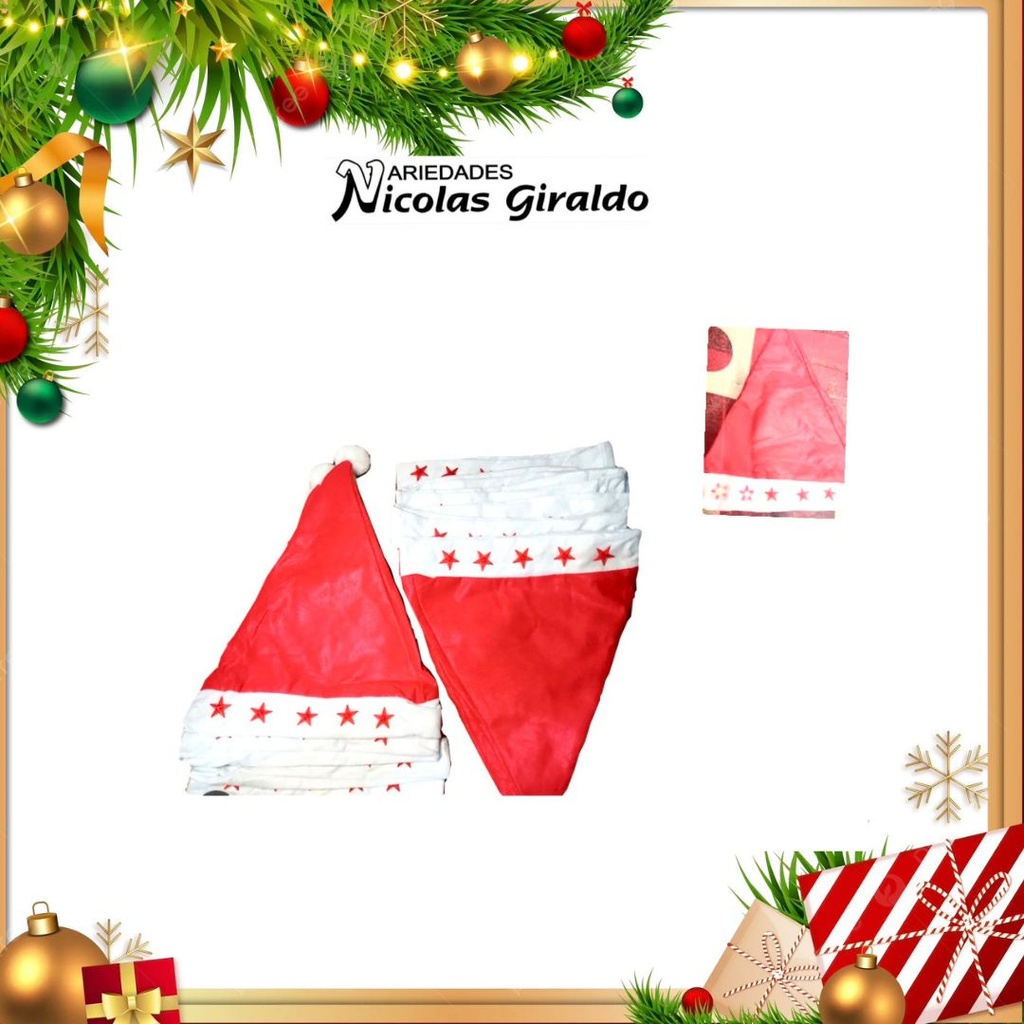 @GORRO NAVIDAD SENCILLO CON LUZ  PQT X12 