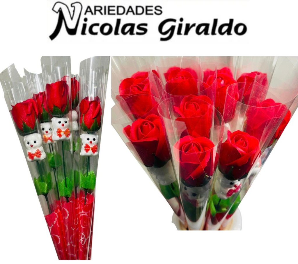 Flor acetato mediana con oso paq x12 