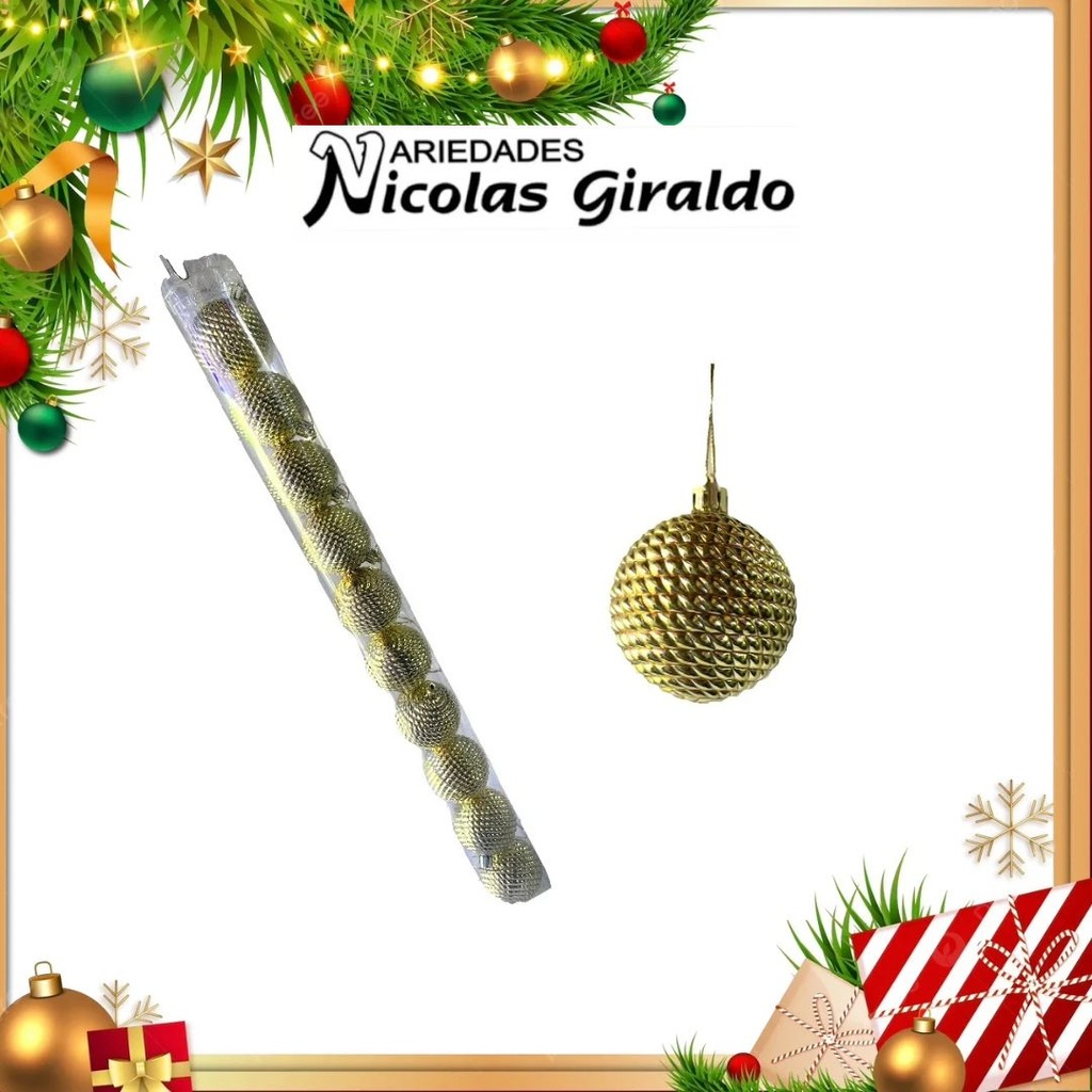 @BOLA NAVIDEÑA 6CM X10 DORADA GRABADA