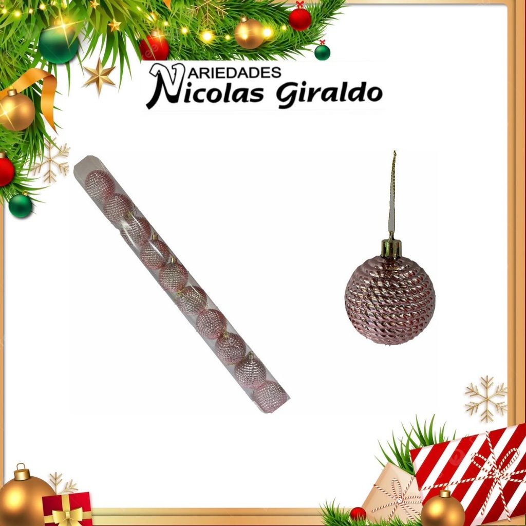 @BOLA NAVIDEÑA 6CM X10 ORO ROSA