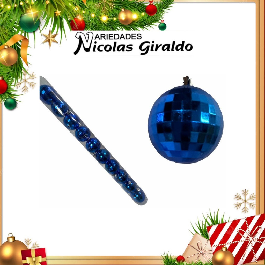 @BOLA NAVIDEÑA 6CM X10 AZUL ESPEJO