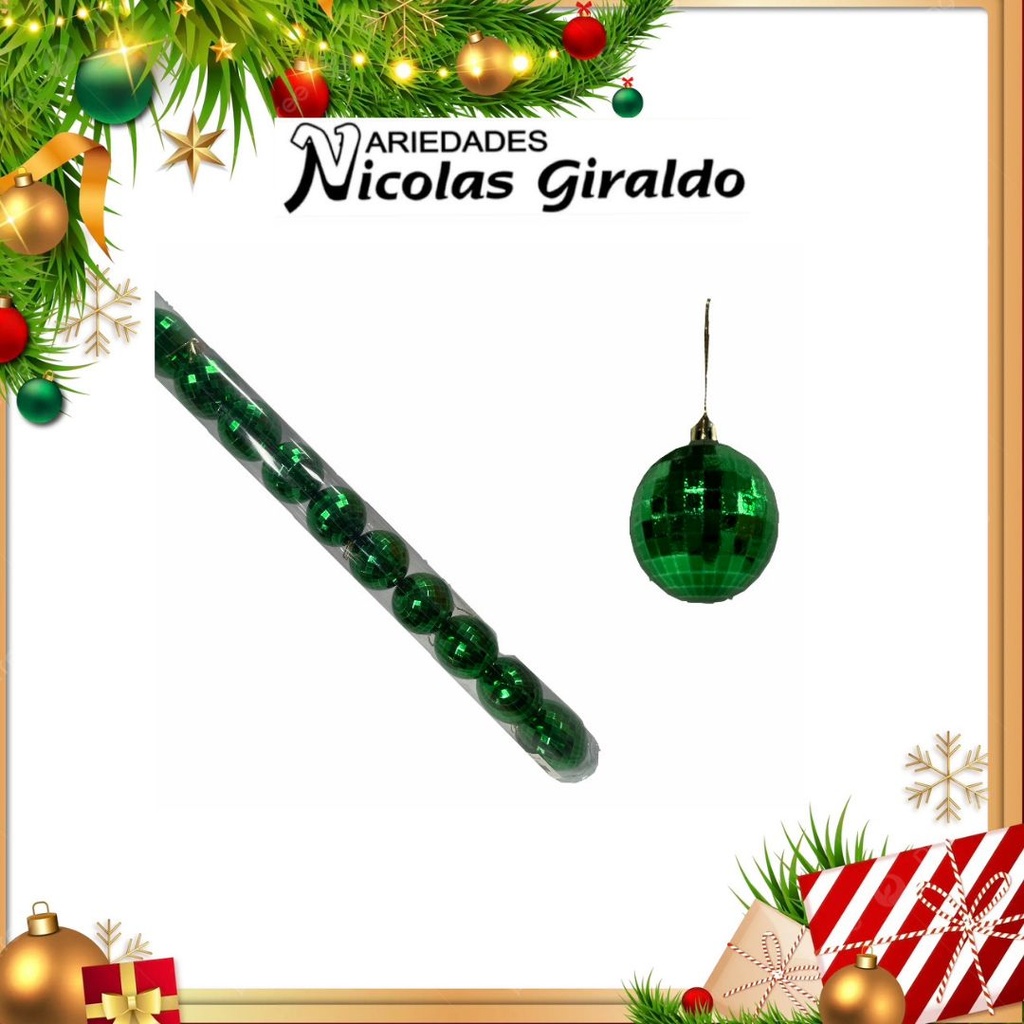@BOLA NAVIDEÑA 6CM X10 VERDE ESPEJO