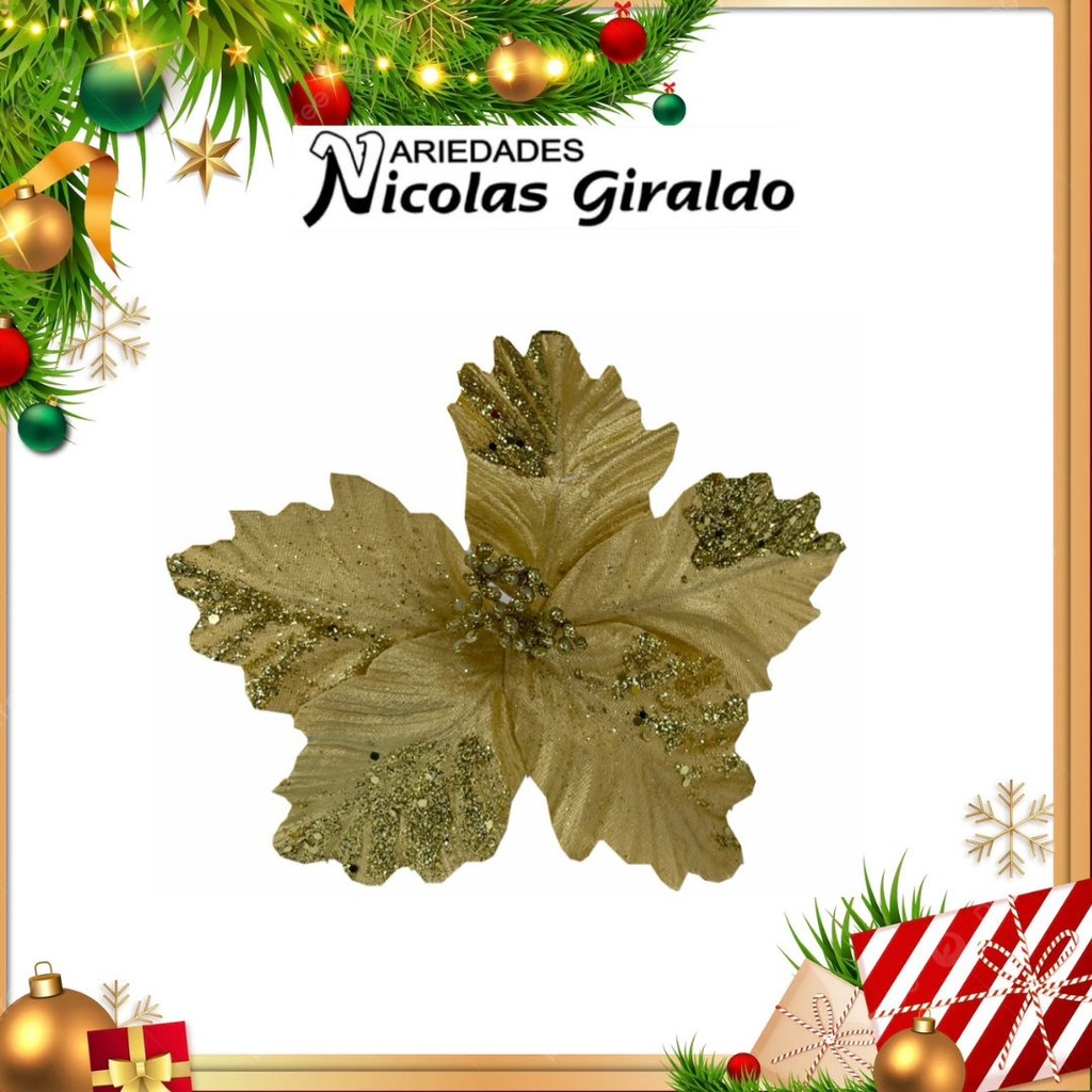 @FLOR NAVIDEÑA MEDIANA DORADA 