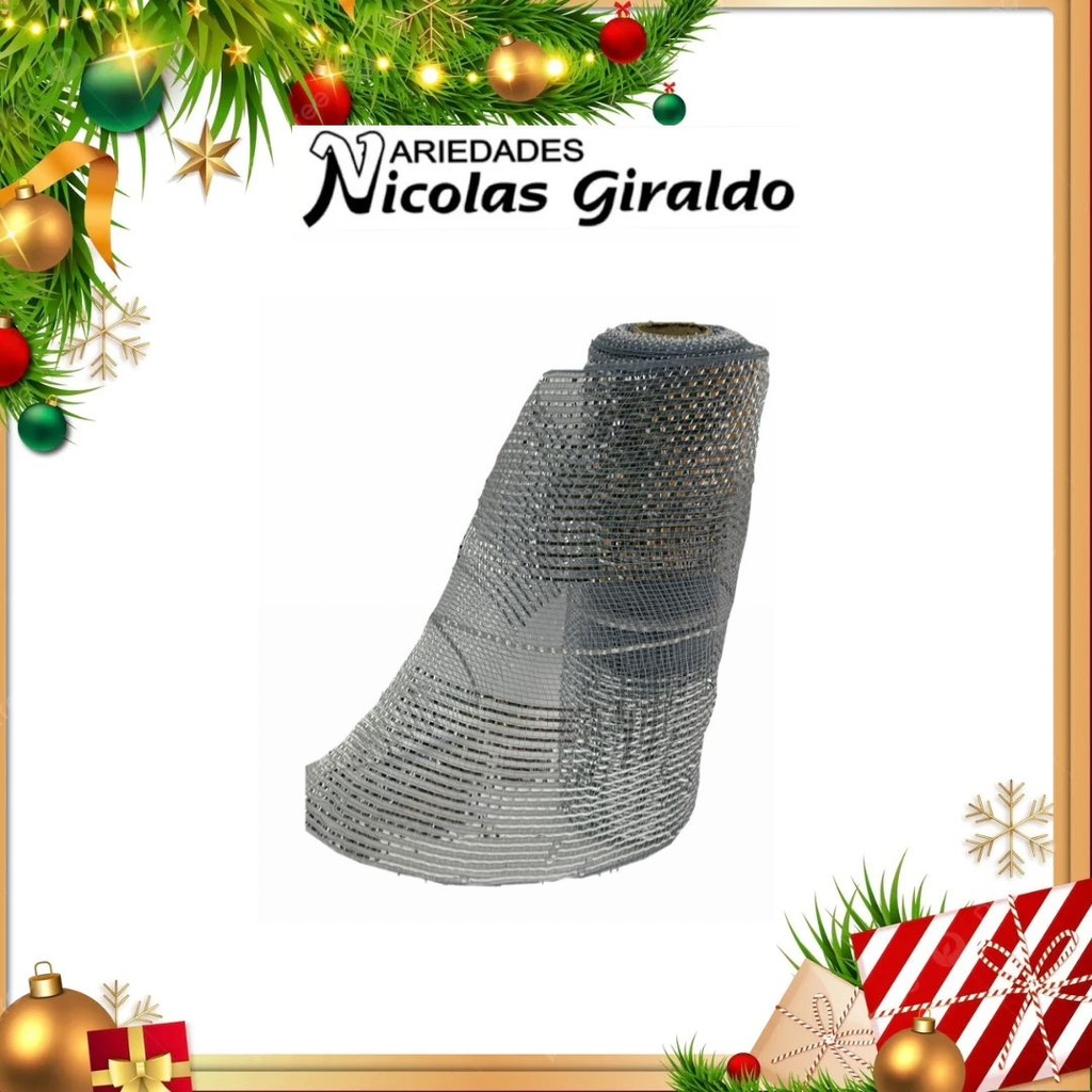 MALLA DECORATIVA 26CM 5 YARDAS GRIS