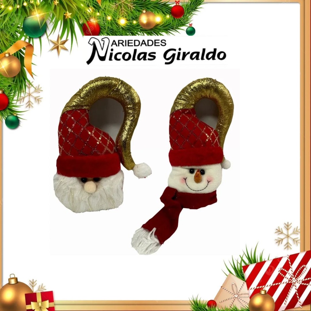 @MUÑECO NAVIDAD COUNTRY CUELGA PUERTA ROJO DORADO  