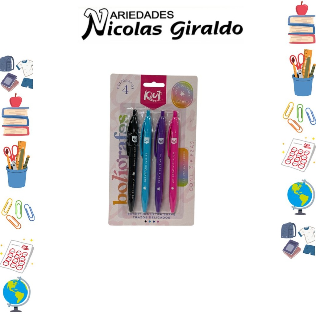 Lapicero norma kiut x4 negro surtido 