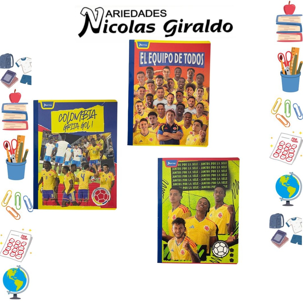 Cuaderno norma gama media seleccion colombia 100H raya