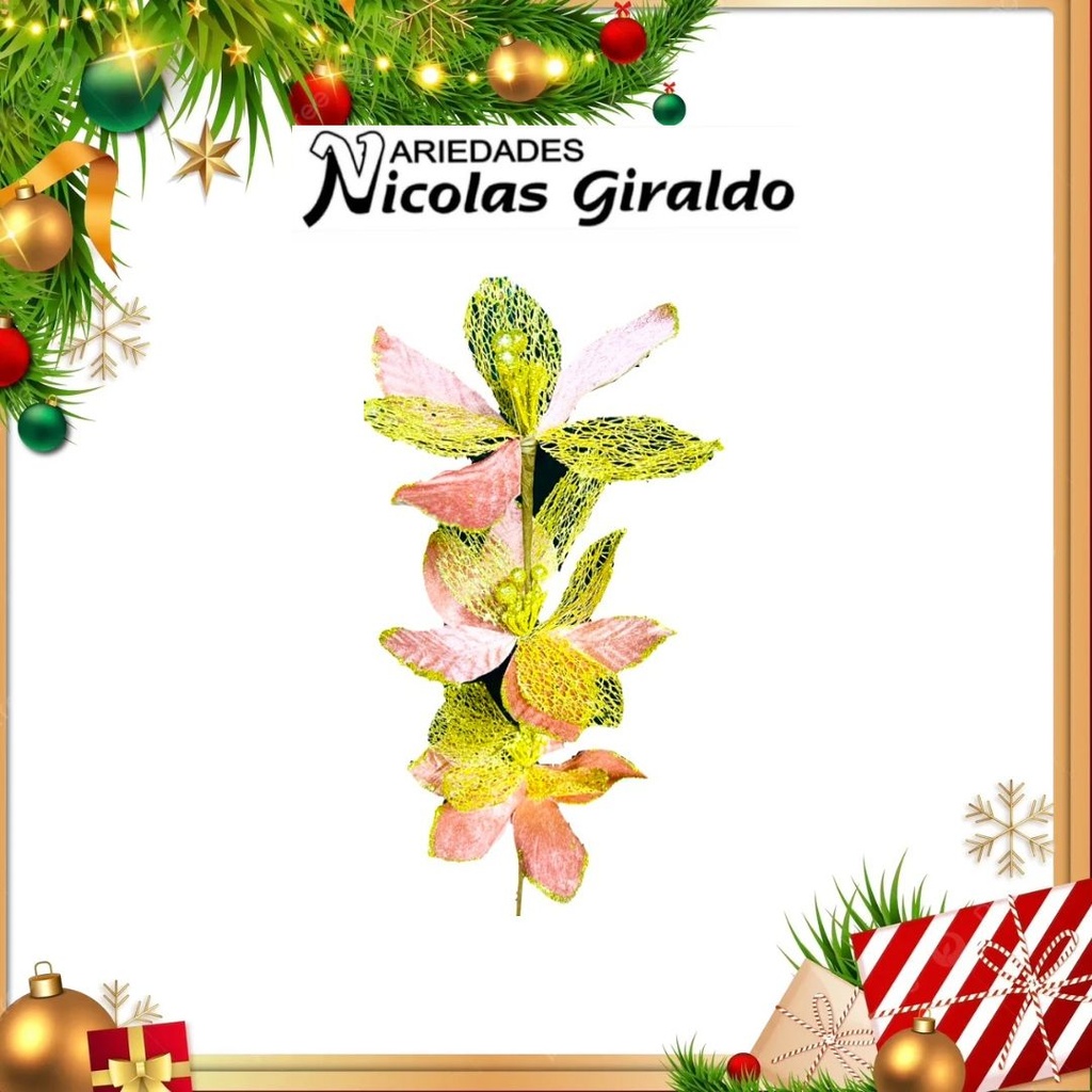 @FLOR NAVIDEÑA LARGA X3 PALO DE ROSA 