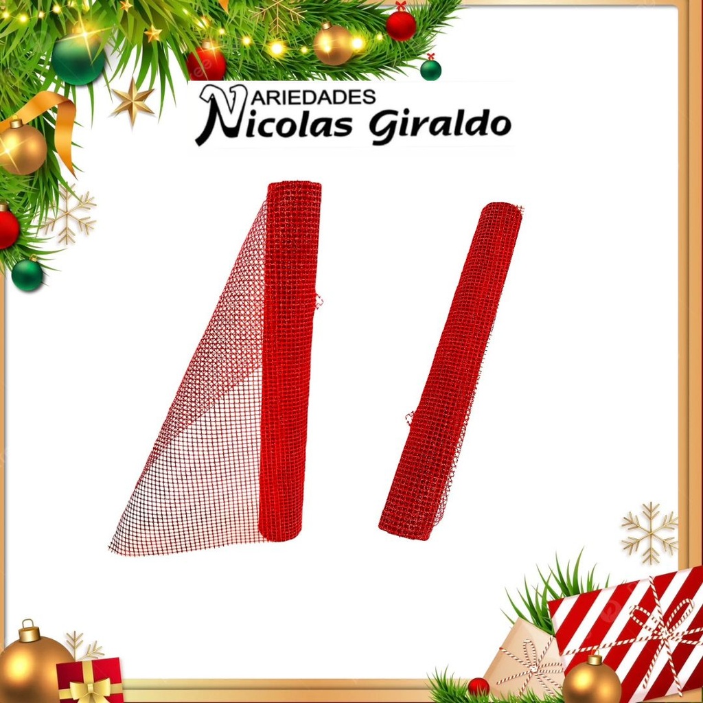 MALLA DECORATIVA LARGA 50CM ROJA