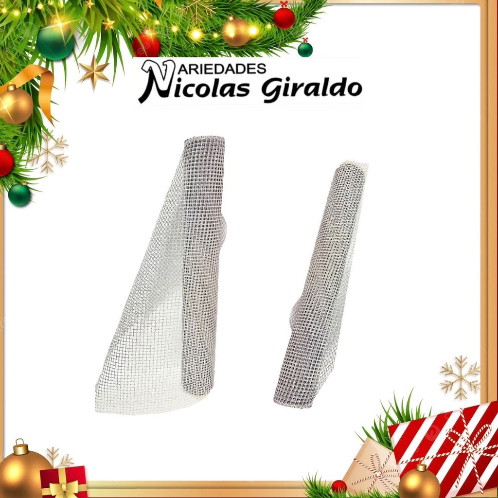 MALLA DECORATIVA LARGA 50CM PLATEADA