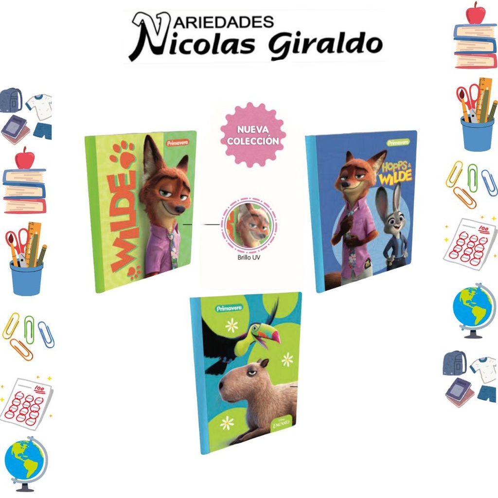 Cuaderno cosido primavera 100H raya disney movies
