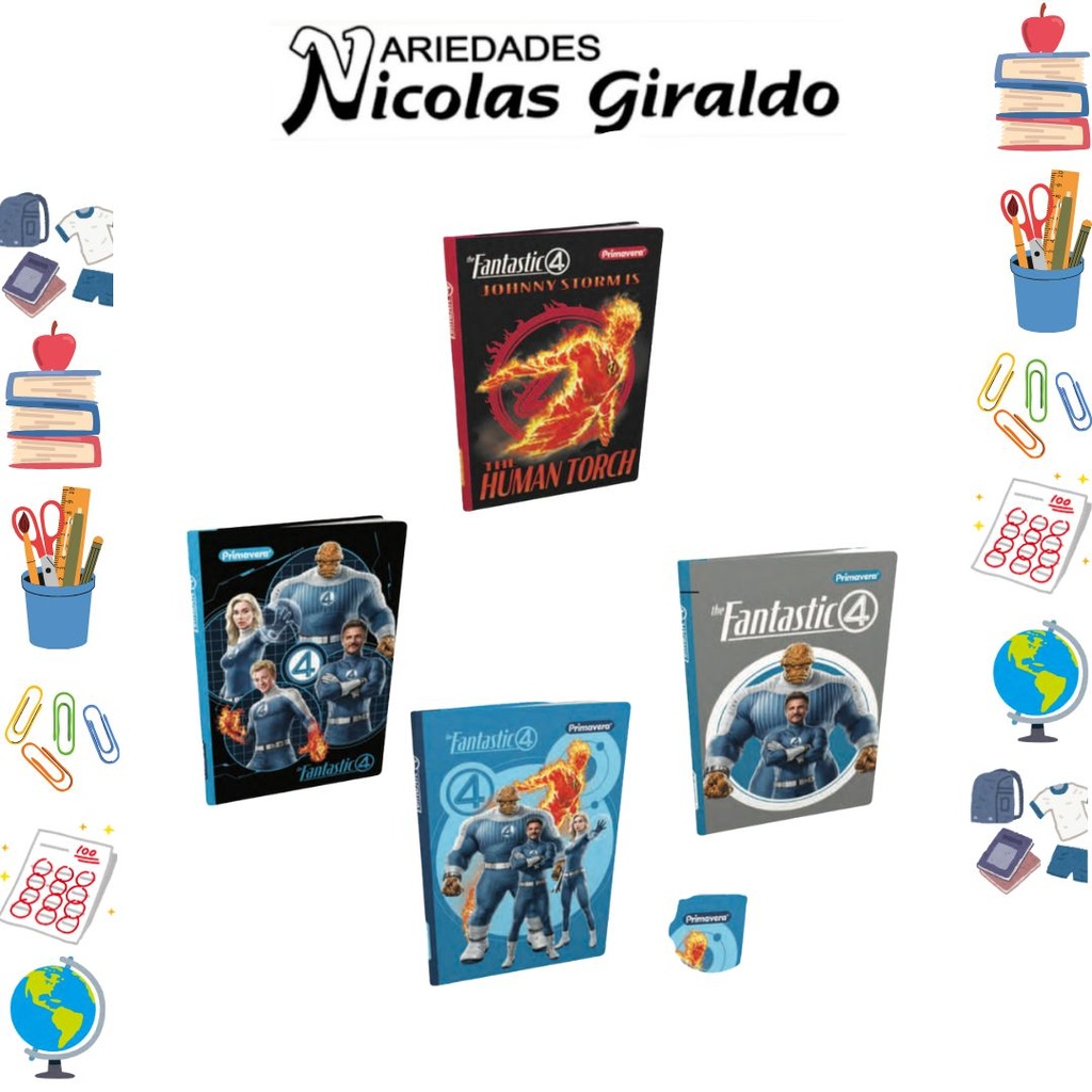 Cuaderno cosido primavera pasta dura 100H cuadro fantasticos 