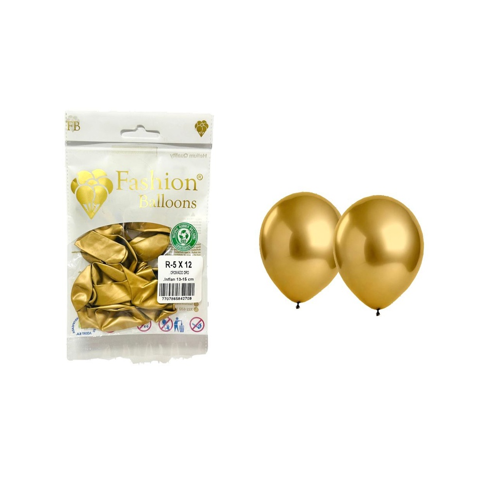 Bomba fashion ballons r5X12 cromado oro