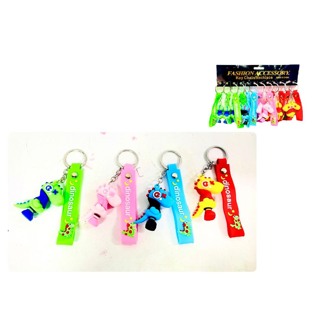 @Llavero caucho fino dinosaurio correa ancha pqt X12   