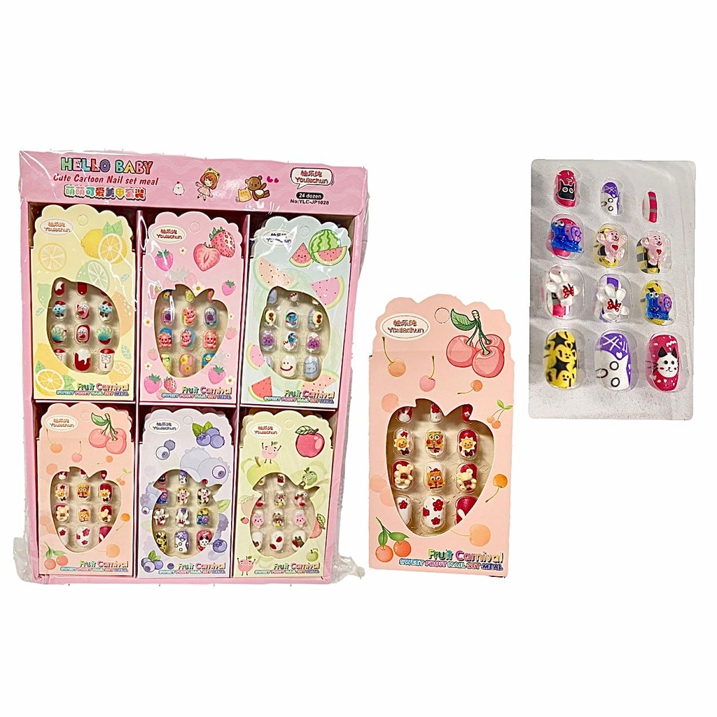 Uñas infantil alto relieve caja paquete x24