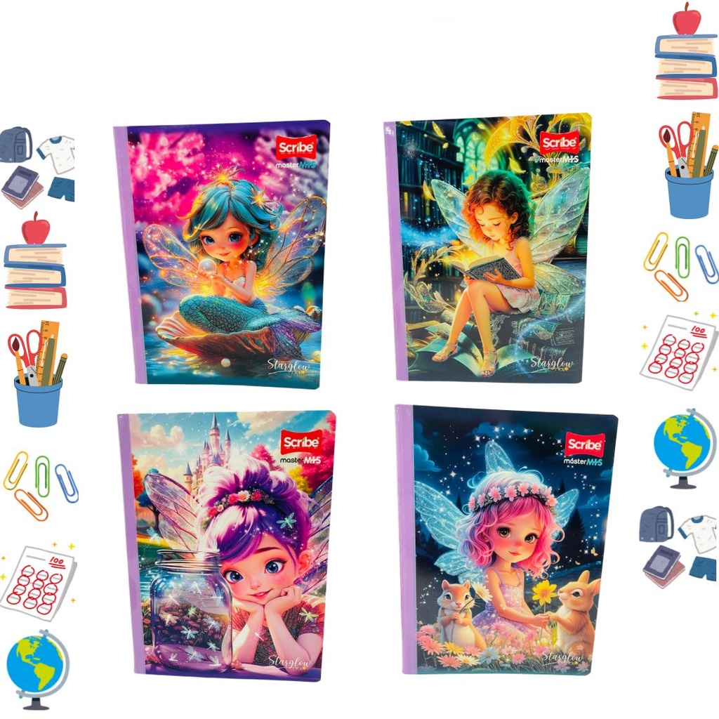 Cuaderno cosido scribe licencia 100H rayas starglow